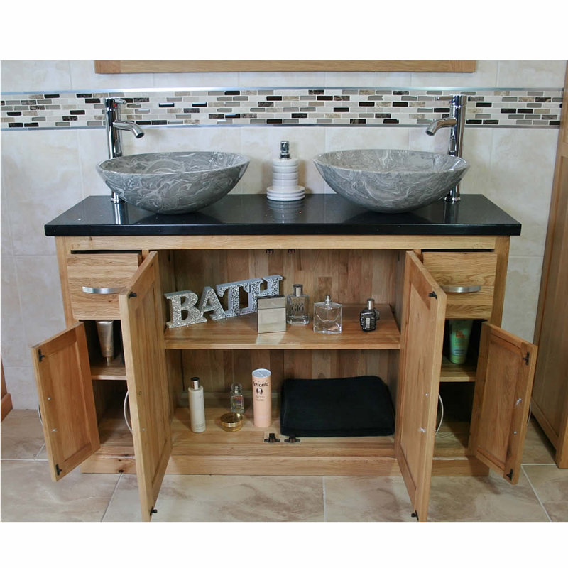 Decarlo 1230 mm Freestanding Double Vanity with Vessel Stone Basin, Grey