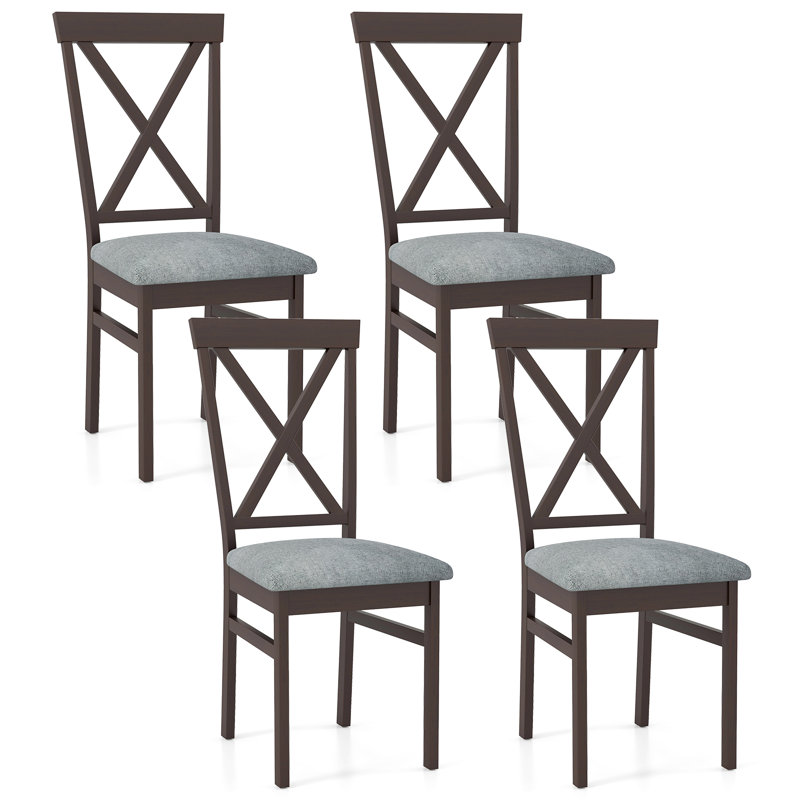 Gymax Modern Dining Chairs w/ Rubber Wood Frame Hollowed Backrest for Kitchen, 4