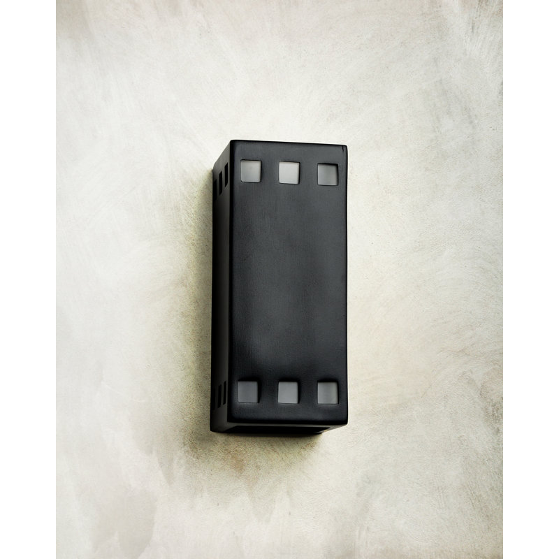 Ampoule murale d'extérieur encastrée en céramique Charleus, ampoule DEL incluse, Noir mat, H 12,5 po x l 5,5 po x P 5,5 po