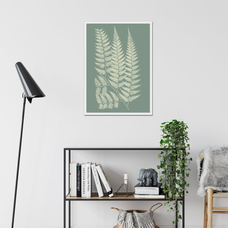 Ferns On Sage III by Vision Studio - Painting on Canvas, 80cm H x 55cm W, White Framed Paper Print