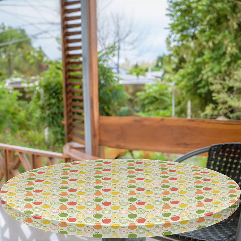 Ambesonne Fruit Fitted Round Tablecloth Multicolor