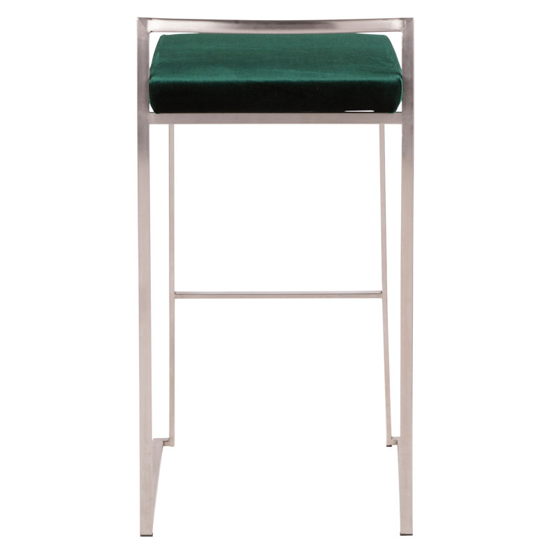 Tabouret de bar contemporain empilable, Blanc, Argent