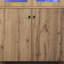 Armoire dôme en bois aggloméré inspiré de la technologie en bois naturel - une combinaison intelligente de rangement pour collations et d'éclairage DEL.