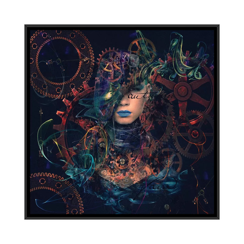 " Reincarnation " by Natalia Simongulashvili, 18" H x 18" W x 1.5" D, Black Floater Framed Canvas, No Mat