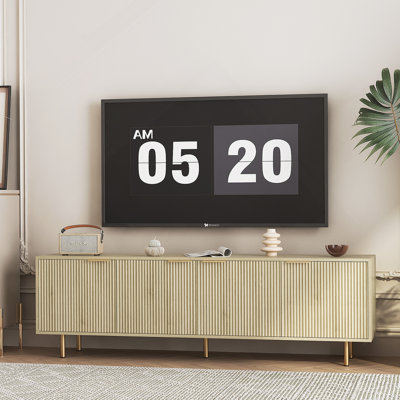Wood TV Stand With Doors, TV Console Media Cabinet For 55 Inch TV