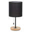 Lampe de table en bois avec abat-jour en lin noir