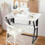 Table de couture, grande table de machine à coudre avec plateforme réglable et tablette de rangement - blanc