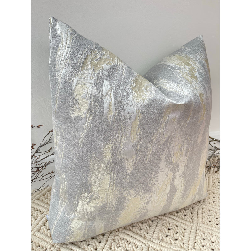 Abstract Square Cushion Cover, Silver/Gold