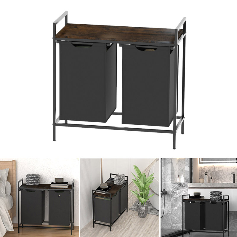 Laundry Hamper Storage Basket Large Capacity 2 Compartments Multipurpose Design Dirty Clothes Hamper