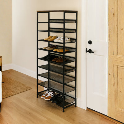 Rustic 36 Pair Shoe Rack Storage Shelves Entryway Furniture