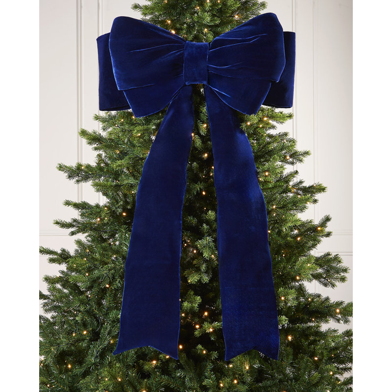 133cm Solid Colour Velvet Bow, Navy