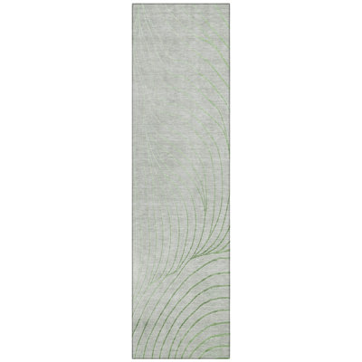 Machine Washable Indoor/Outdoor Xhevrie Aloe Rug