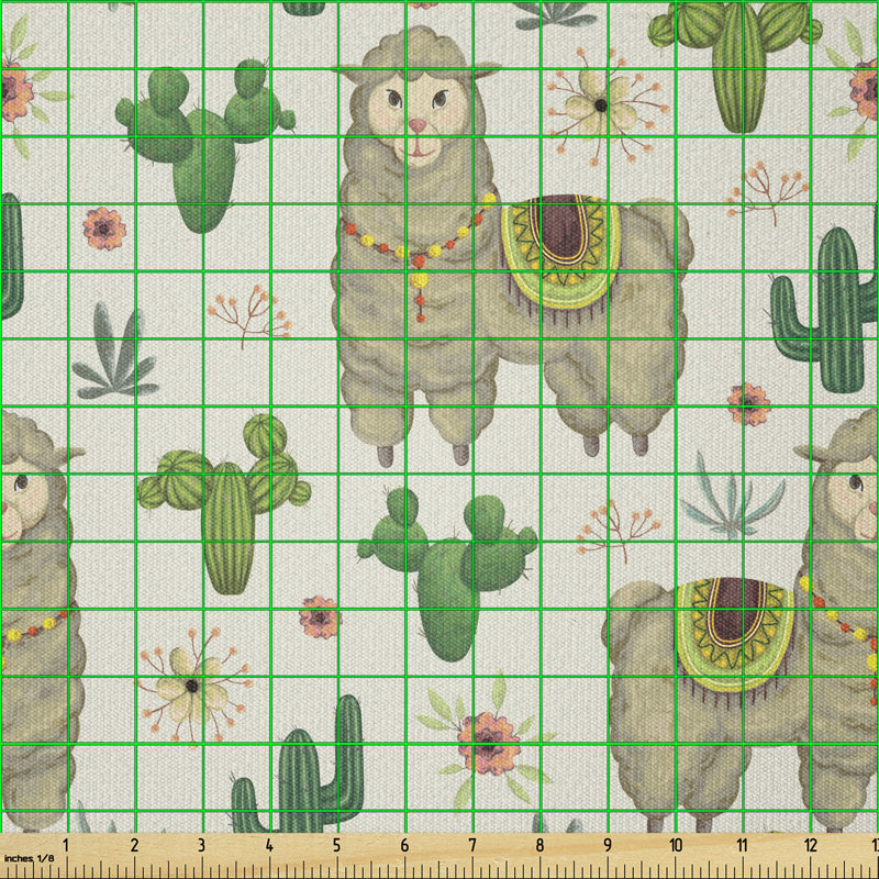 Deontre Llama and Cactus Plants Multi-Purpose Fabric