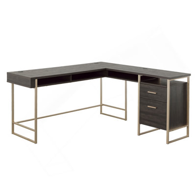 L-Shaped Desk, Black Finish