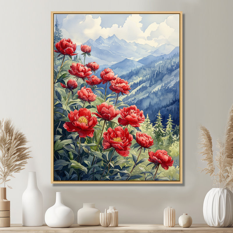 Holcomb pivoines dans la crête de la montagne I - décoration murale pivoines, H 20 po x l 12 po, Crème, crème