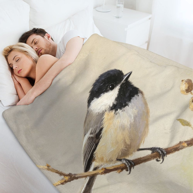 Petit jeté en flanelle perché pour petit oiseau, couverture douce et chaude pour le salon, 60 x 80 po