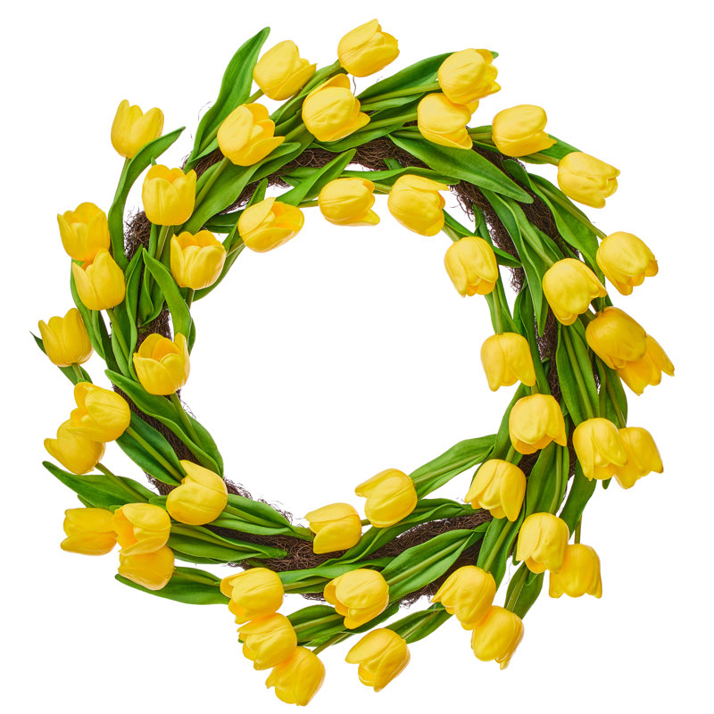 Couronne de tulipe 21 "Pu Spring, Couronne de tulipe jaune