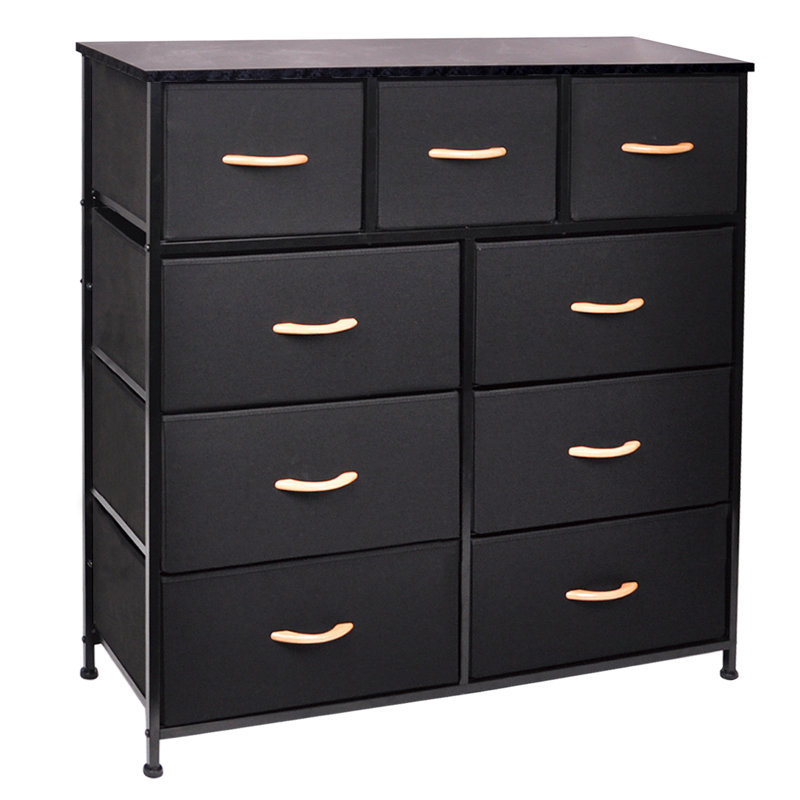 Commode de rangement 9 tiroirs Matherly, Noir