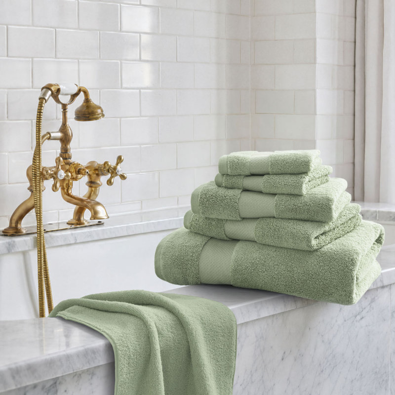 Ensemble de 6 serviettes de bain en coton turc, vert, Vert