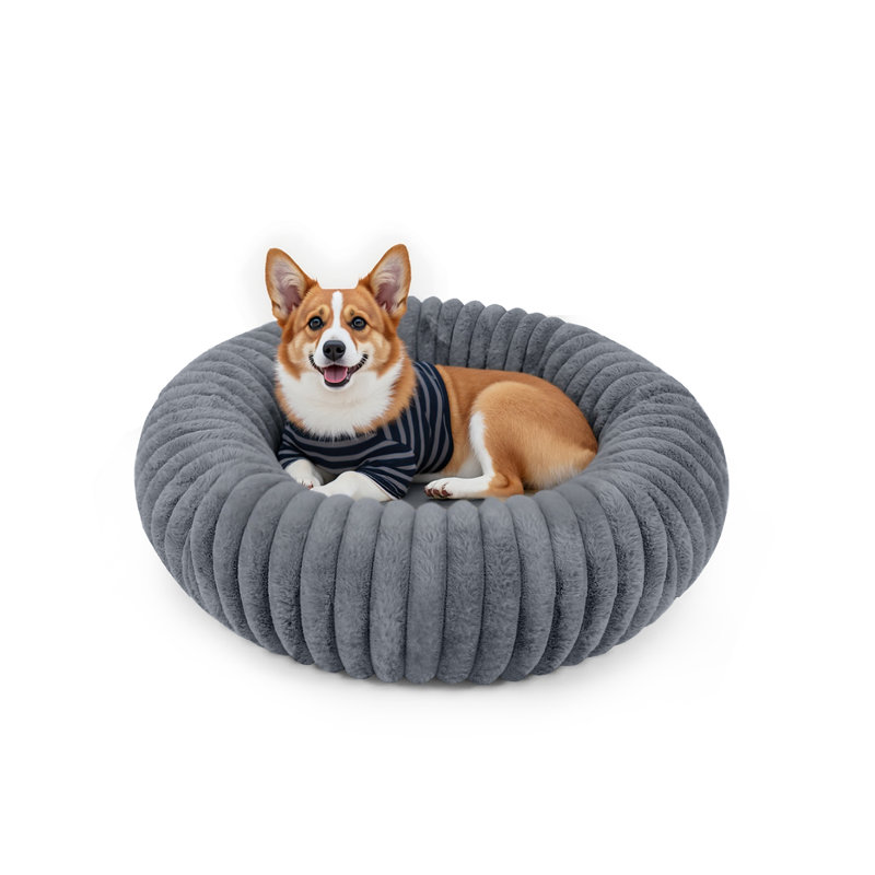 Lit pour chien Calming Donut, Gris, Petit (H 7 po x l 24 po x P 24 po)