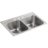 Toccata 33" L x 22" W x 9-1/4" Top-Mount Double-Equal Kitchen Sink