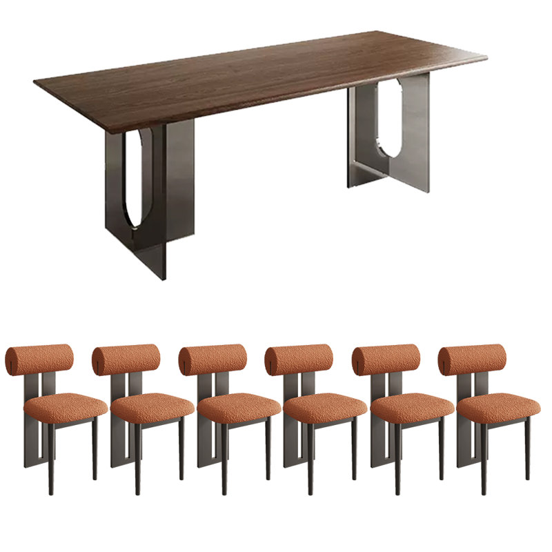 1 6 - Person Solid Wood Top Double Pedestal Dining Set, 29.53"H x 78.74"L x 35.43"W