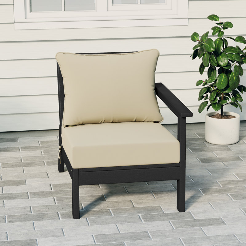 Fauteuil à assise profonde avec coussins profonds, Beige, Noir, noir, noir, noir