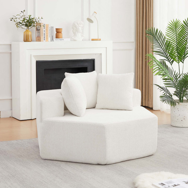 Fauteuil lounge hexagonal moderne de 137 cm (54 pouces) pour salons, salles de jeux, séjours et chambres à coucher
