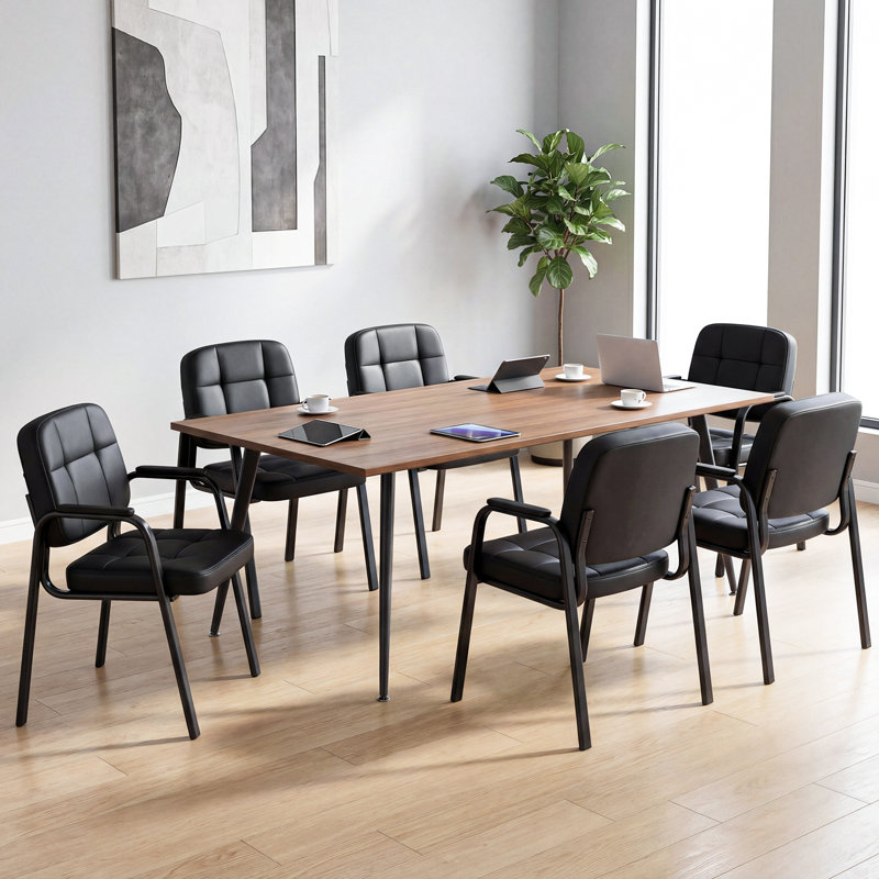 Ensemble de chaises de bureau en cuir avec accoudoirs rembourrés, structure en métal pour la maison, 10