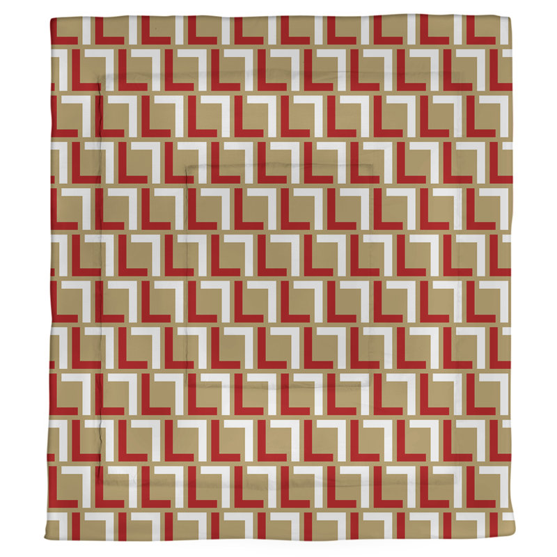 Geometric Shapes Comforter, Red/White/Gold, Twin XL Comforter