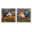 Coq coloré dans les champs de fleurs I - Art mural coq animal - Art mural moderne pour le salon 2 pièces-352451667-352451670-352451674