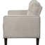 Petit revêtu de tissu d'ameublement beige avec dossier autoportant, dossier quadrillé et accoudoirs fins, pour les espaces de vie principaux