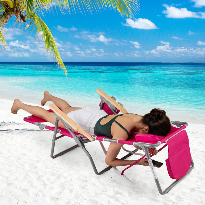 Folding Recliner Chair, Pink