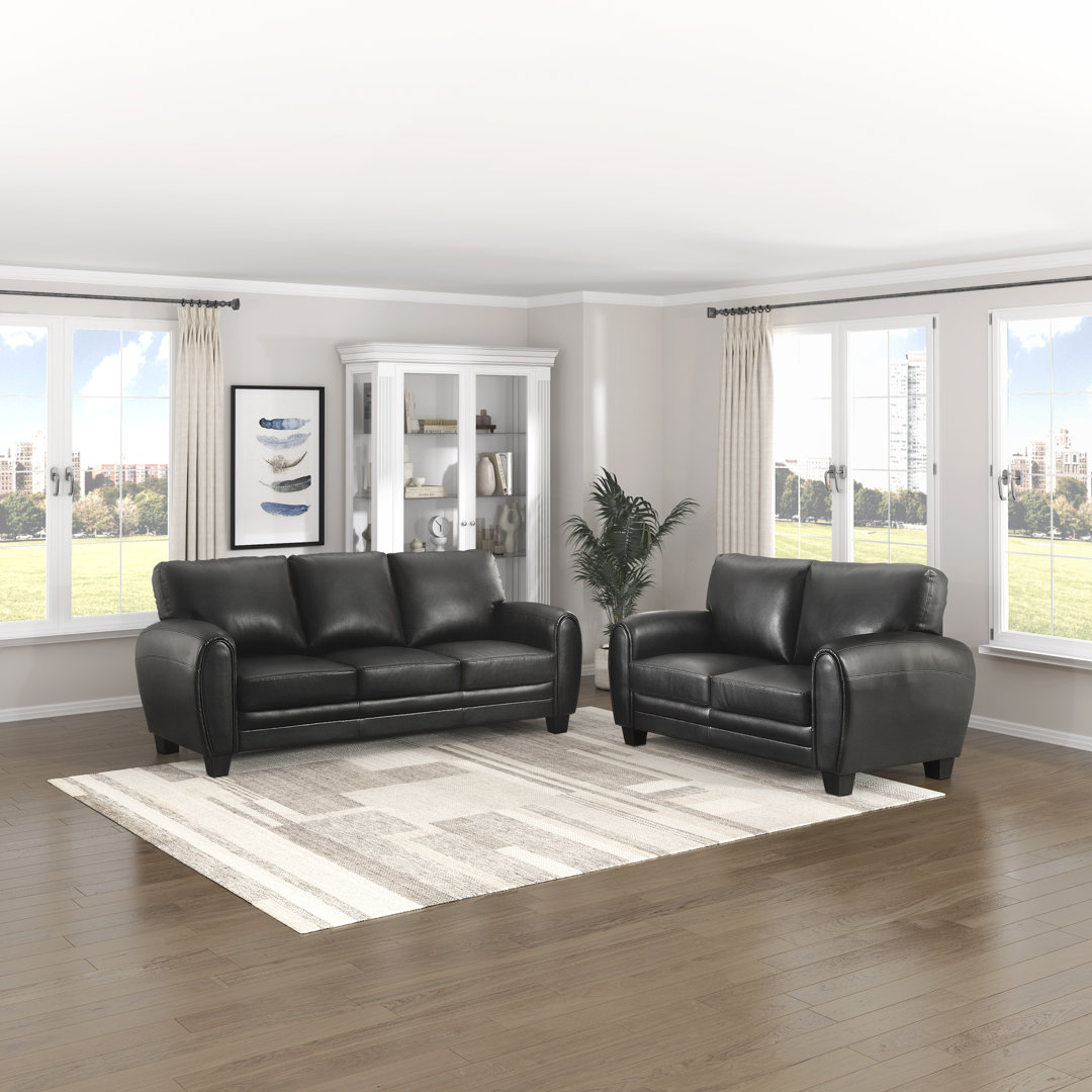 Manwi 2-Piece Modern & Contemporary Faux Leather 2-Piece Living Room Set including Sofa and Loveseat with Loose Back Cushions Ebern Designs Body 