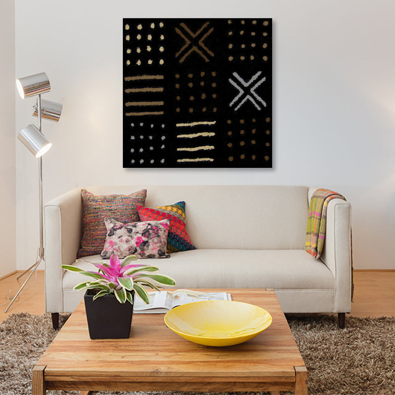 «Mudcloth Geometric Design II», impression sur toile, H 12 po x l 12 po x P 0,75 po, Toile tendue, Pas de tapis