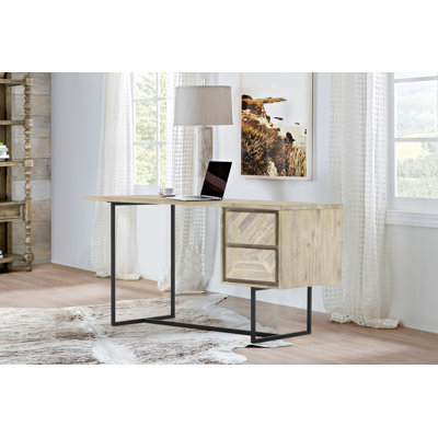 Solid Wood Steel Writing Desk