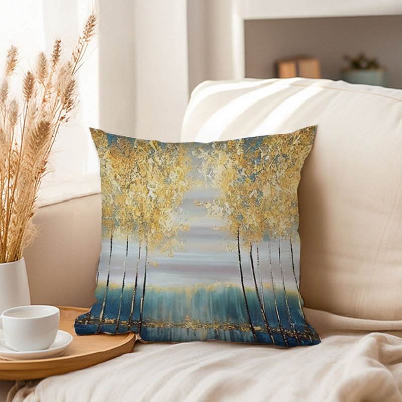 Botanical Gold Trees Modern, 18"H x 18"W