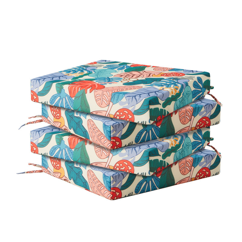 Water-Resistant Floral Outdoor Seat Cushions, 3'' Thick, Multi-Colore Red/Pink