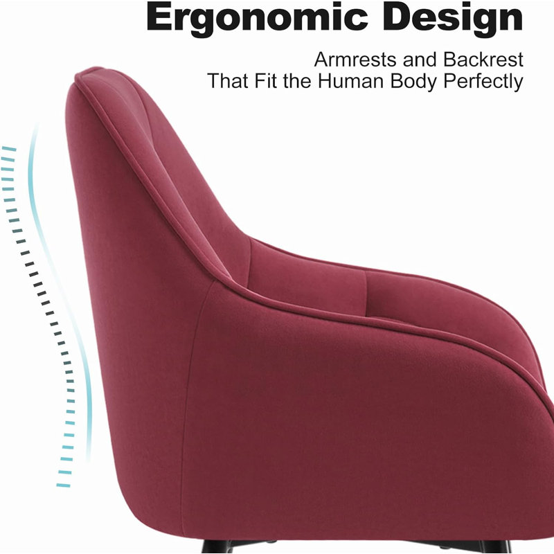 Bharmal 50.5cm H Velvet Upholstered Armchair, Burgundy, 2