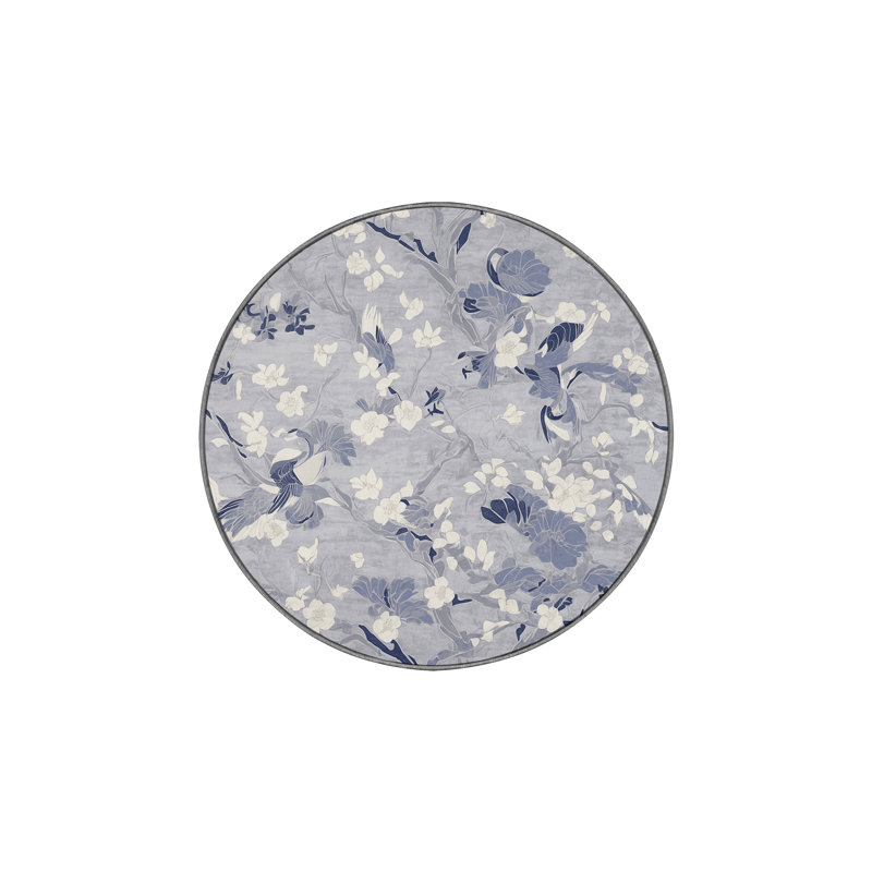 Machine Washable Gray Area Rug, Round 8'