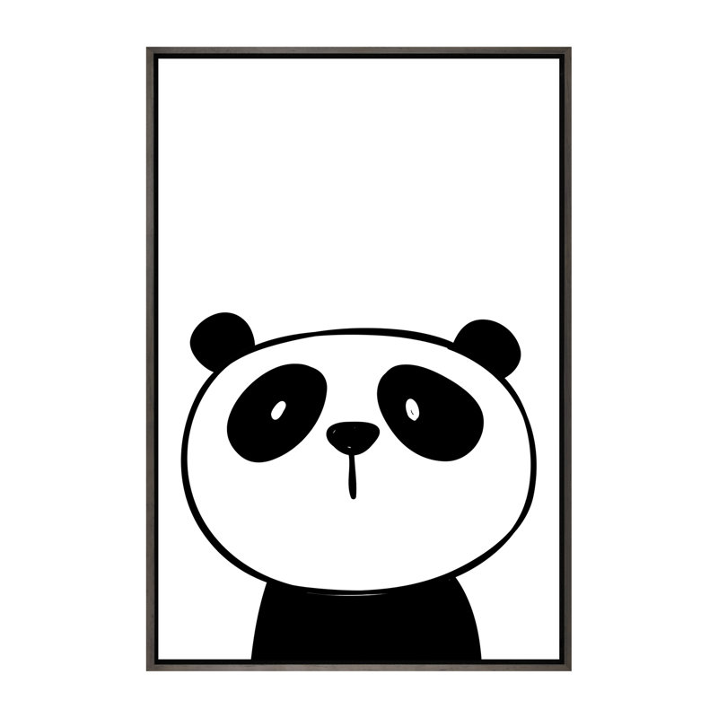 Panda - impression d'art graphique, Pas de tapis, H 60 po x l 40po x P 1,5 po, Toile avec cadre gris