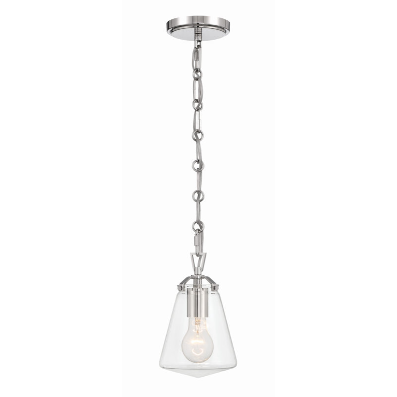 Luminaire suspendu conique à 1 lumière Blair, Nickel poli