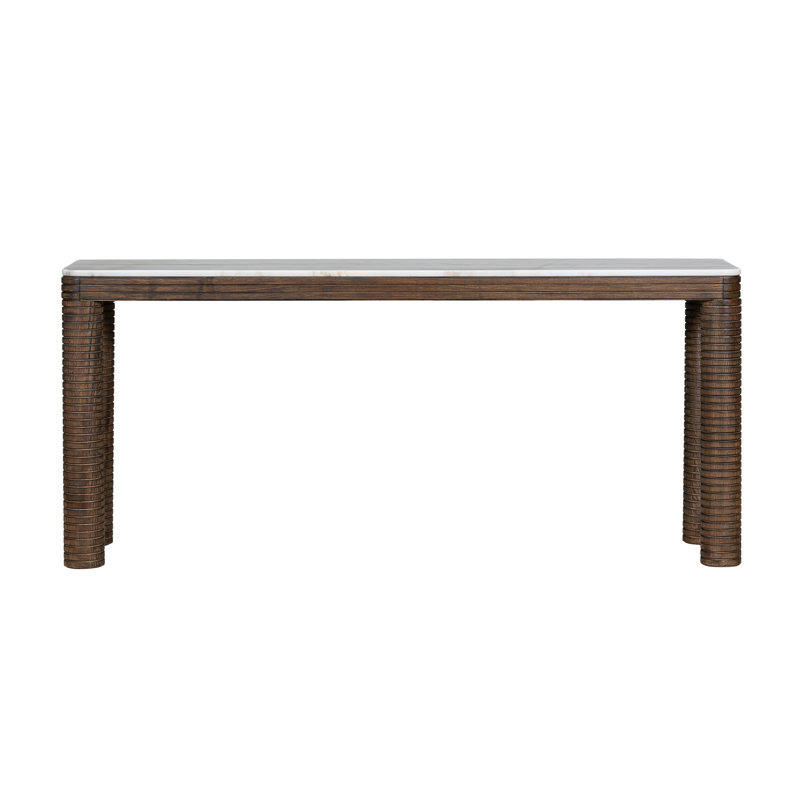 Durham Oak Wood with Grecian White Marble Top 72" Console Table