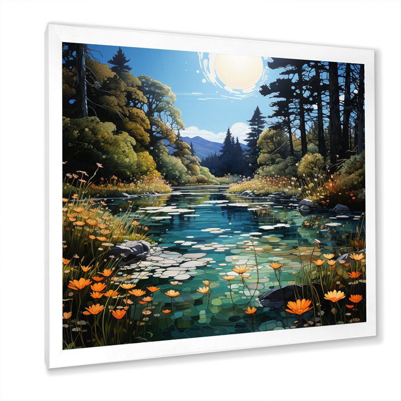 River Azure Miroirs II - impression, Cadre photo blanc, H 30 po x l 30 po x P 1 po