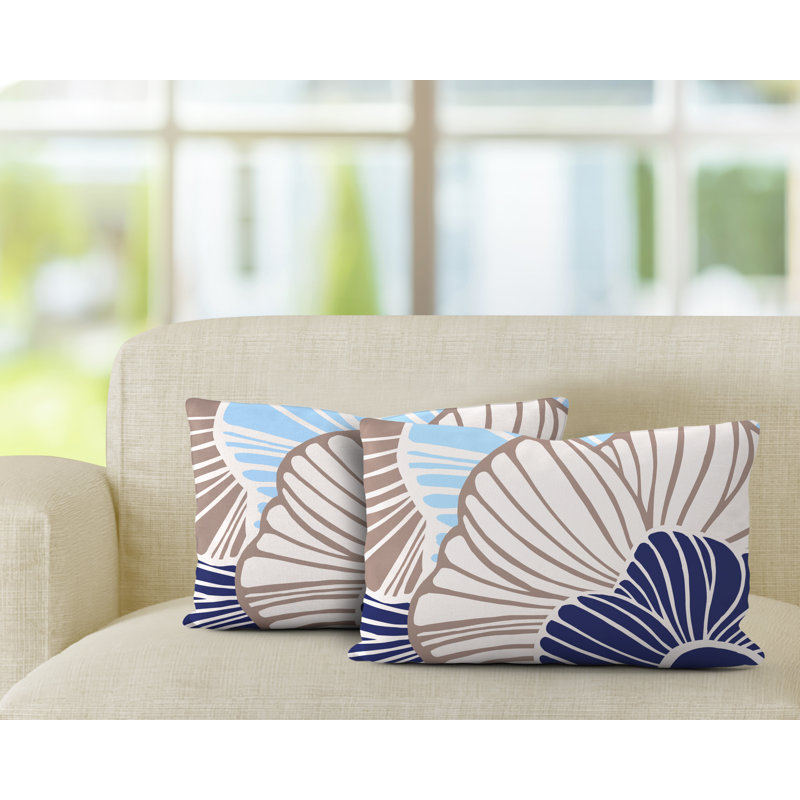 Floral Outdoor Reversible Throw Pillow, Beige