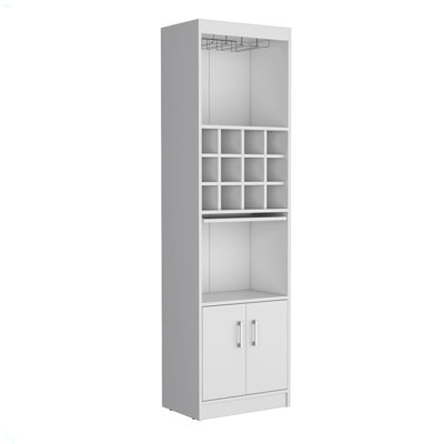 71-Inch Tall Bar Cabinet 5-Tier Modern Bar Cabinet With Glass Holder Stemware Rack, Wine Cabinet, Liquor Cabinet, 12 Bottle Cubbies, 5 Shelves, And Pu by Ebern Designs