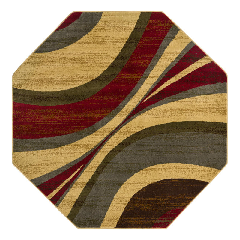 Ivetta Performance Abstract Indoor Rug, Octagon 6'1" x 6'1"