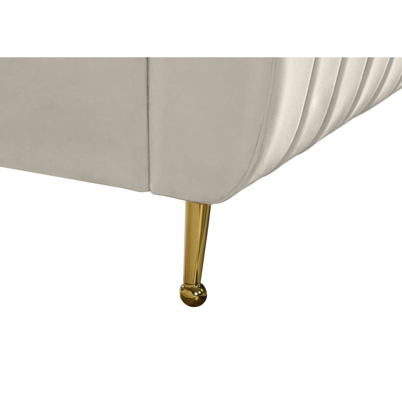 Upholstered Platform Bed, Queen, Cream Velvet