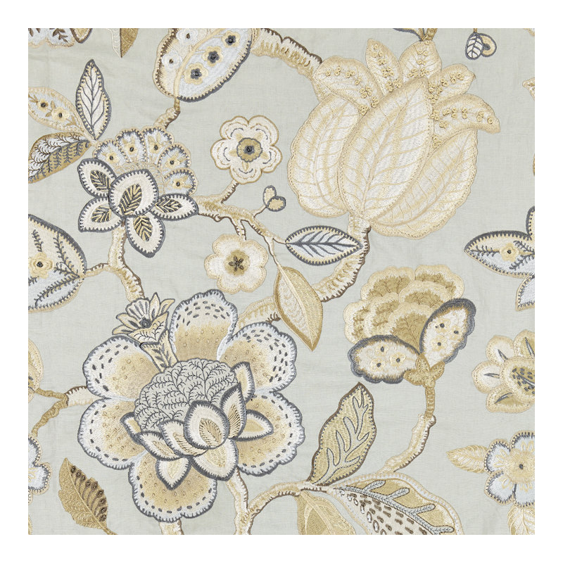 Botanica Coromandel Embroidery Fabric, Mineral
