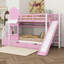 Lit superposé simple au-dessus de simple, lit superposé château avec 2 tiroirs, 3 tablettes et glissade, lit superposé en bois massif-1042665792-1042665794